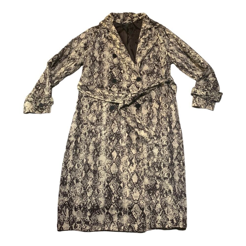 Something Navy womens medium snake skin trench coat jacket business black cream - Picture 2 of 10